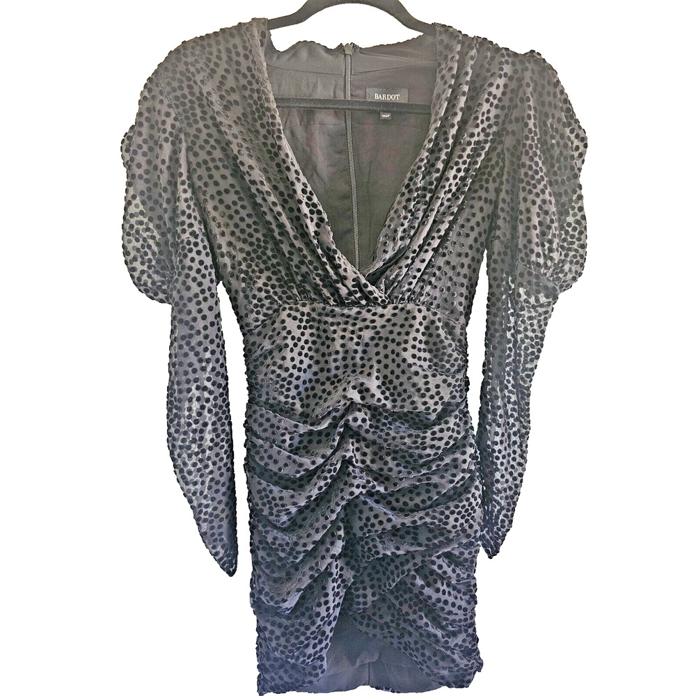 BARDOT x Revolve SPOT VELOUR MINI DRESS IN BLACK SIZE XS